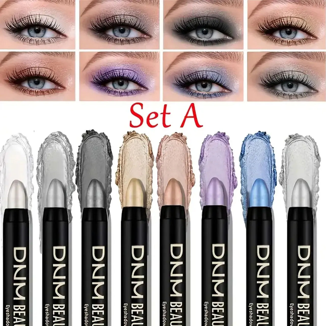 8pcs Metallic Glitter Eyeshadow Stick Set