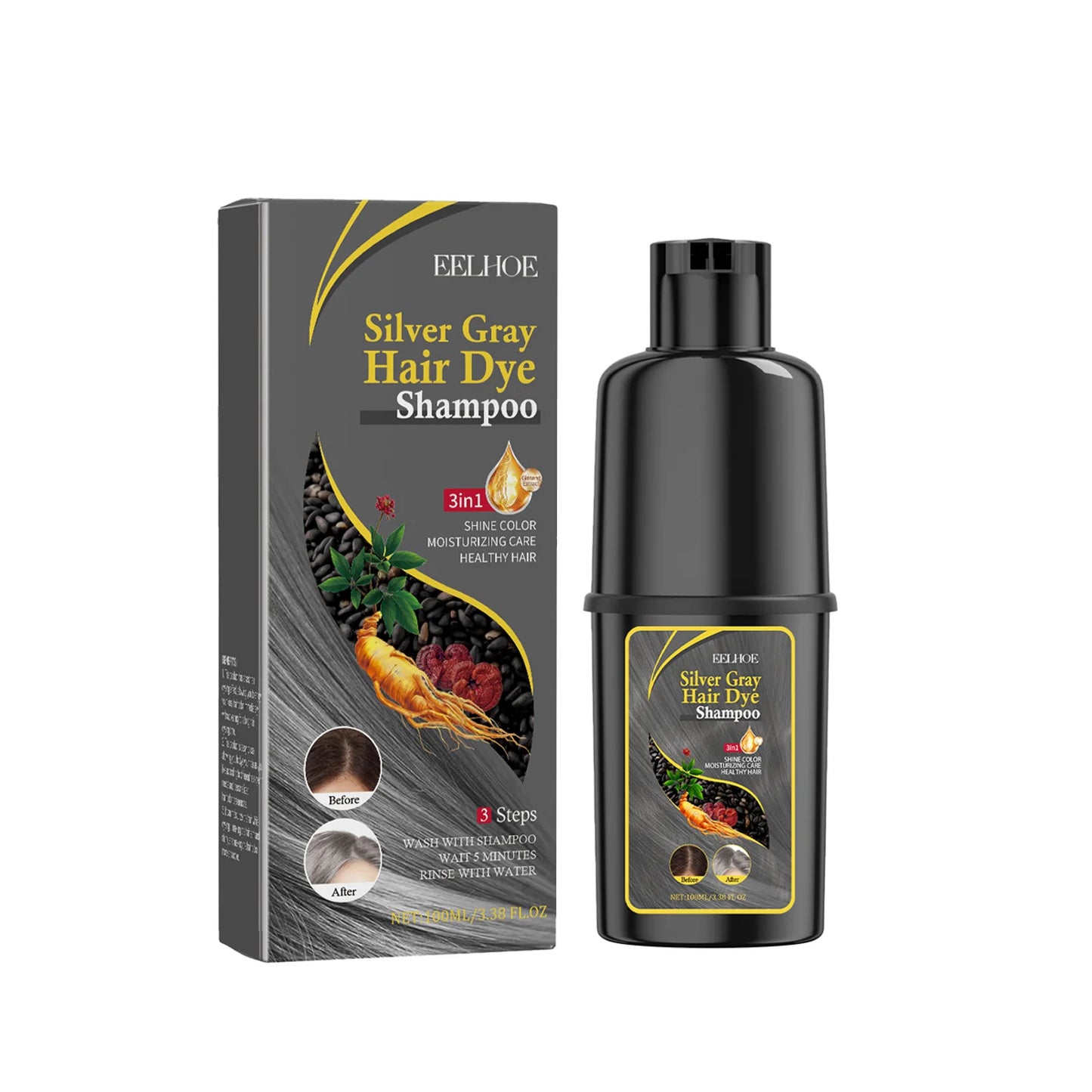 EELHOE Silver Gray Hair Dye Shampoo – 100ml
