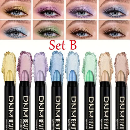 8pcs Metallic Glitter Eyeshadow Stick Set