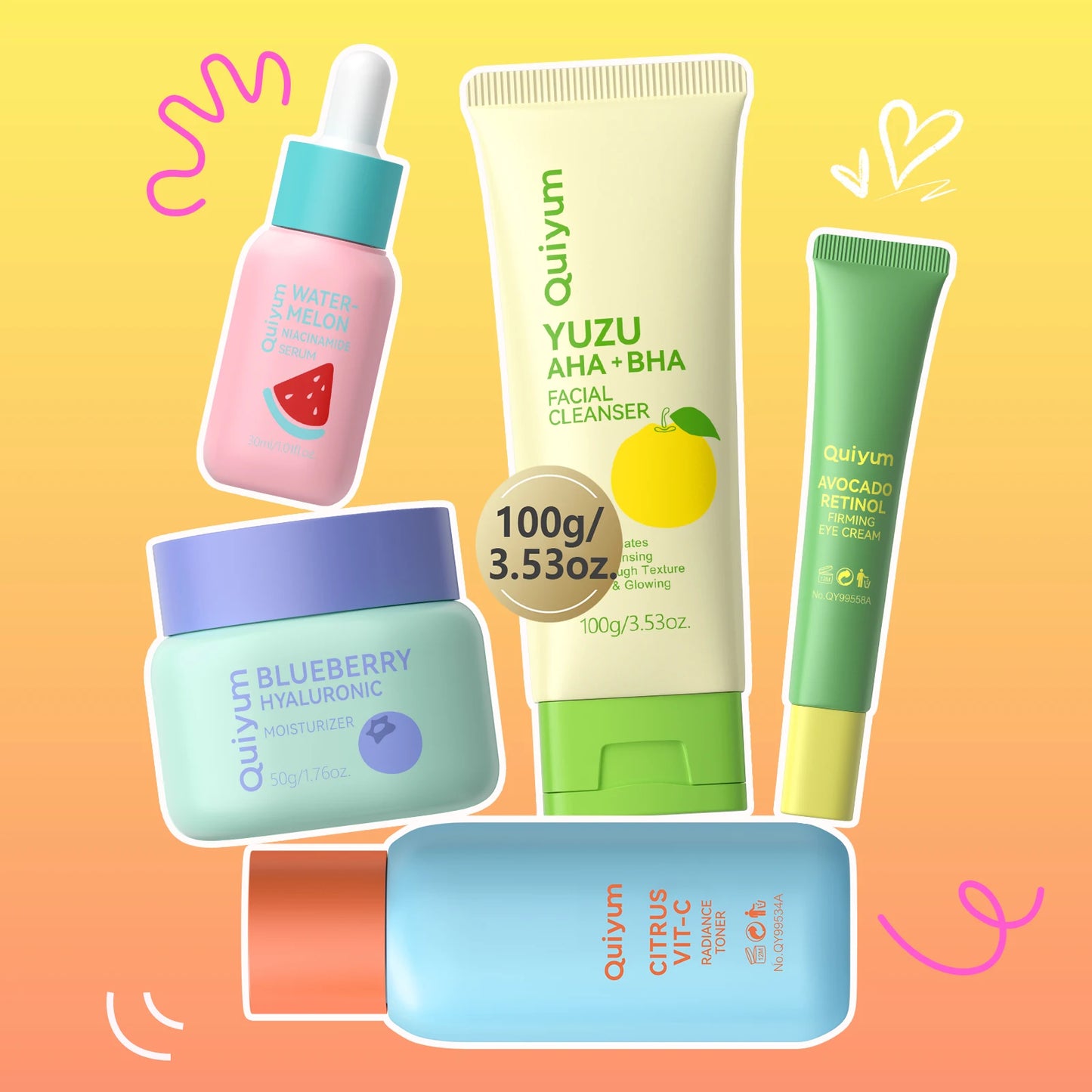 QUIYUM Fruit Fresh Brightening & Hydrating Skincare Set