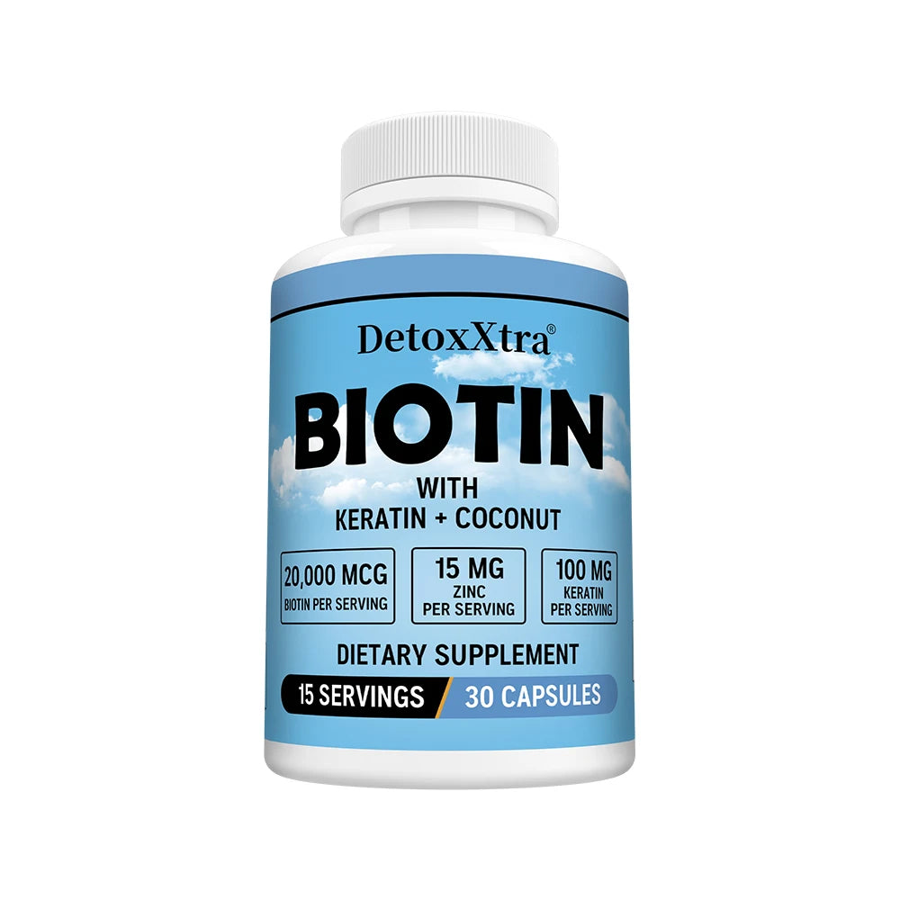 Biotin 20,000 mcg with Keratin & Zinc – 120 Capsules