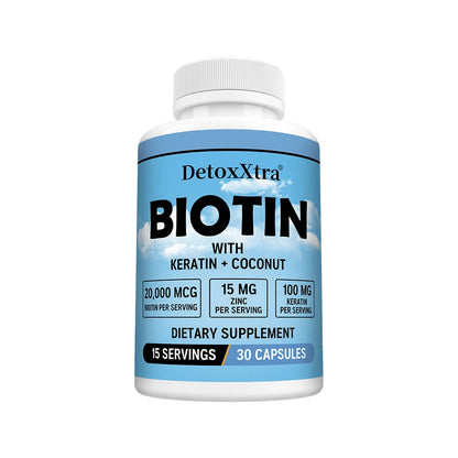 Biotin 20,000 mcg with Keratin & Zinc – 120 Capsules