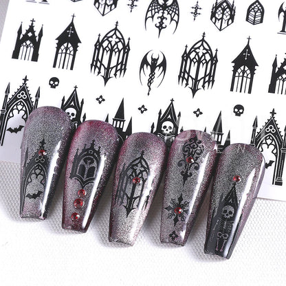 7/8PCS 3D Gothic Black Nail Stickers