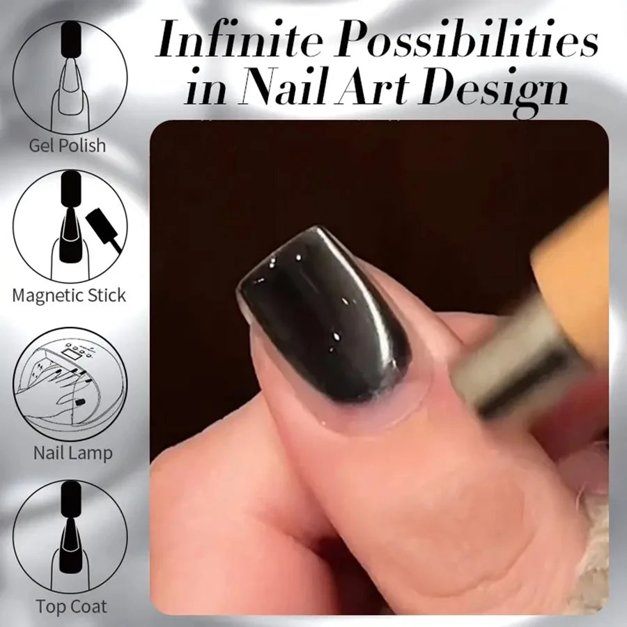 WS Black Glass Cat Eye Magnetic Gel Polish