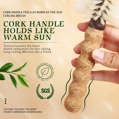 Boar Bristle Round Hair Brush with Cork Handle