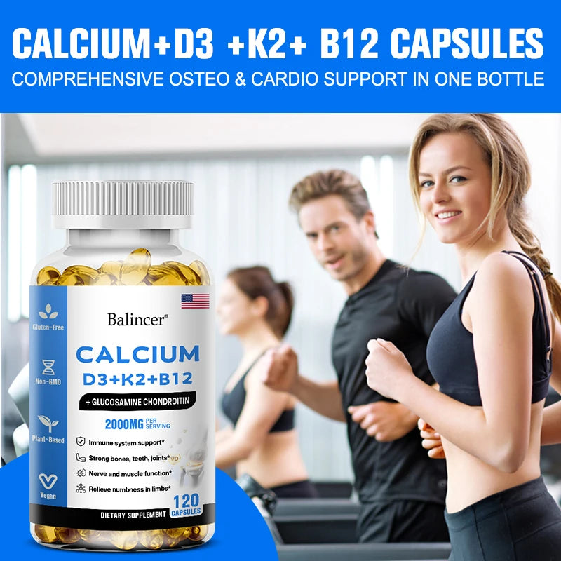 Calcium D3 K2 B12 – Bone & Muscle Support Capsules