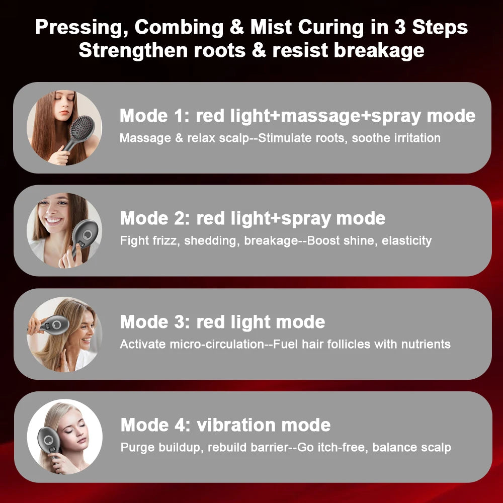 Electric Scalp Massager Comb with LED & Oil Applicator