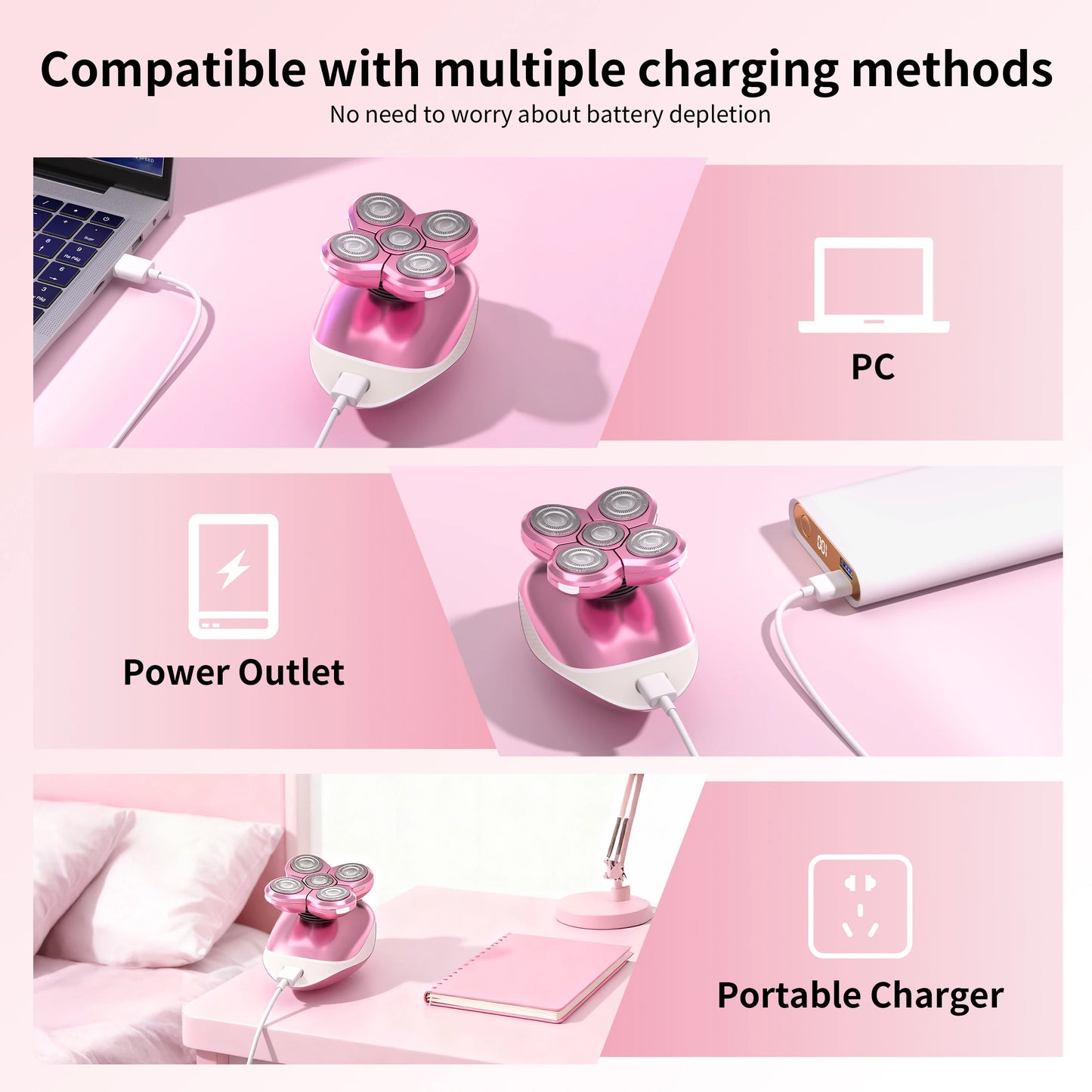 6D Magnetic Electric Shaver for Bald Head & Nose