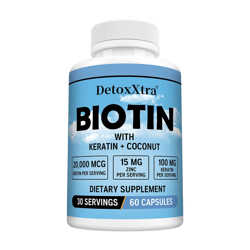 Biotin 20,000 mcg with Keratin & Zinc – 120 Capsules