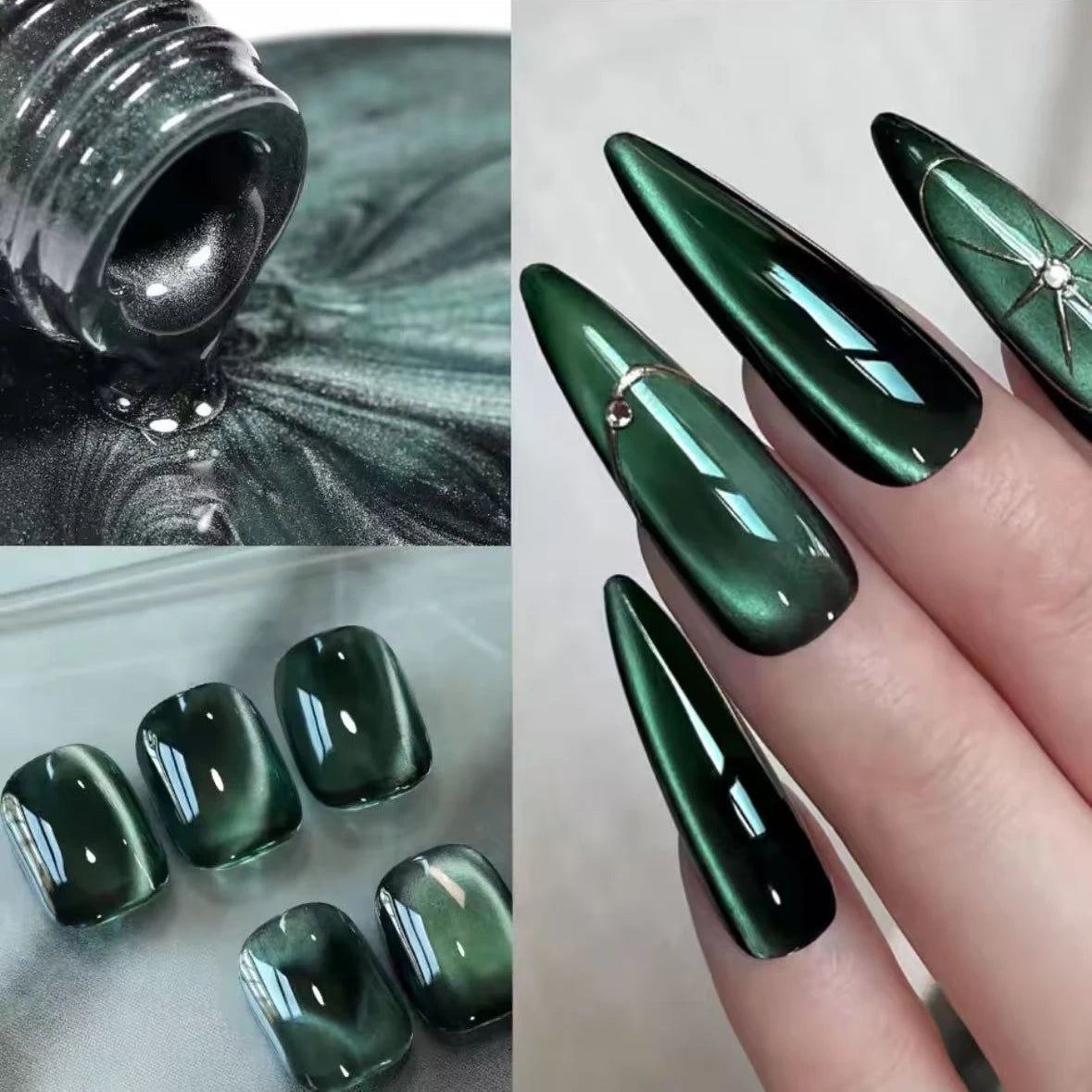 MIANEL 12ml Green Cat Eye Magnetic Gel Polish