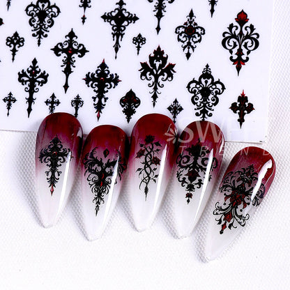 7/8PCS 3D Gothic Black Nail Stickers