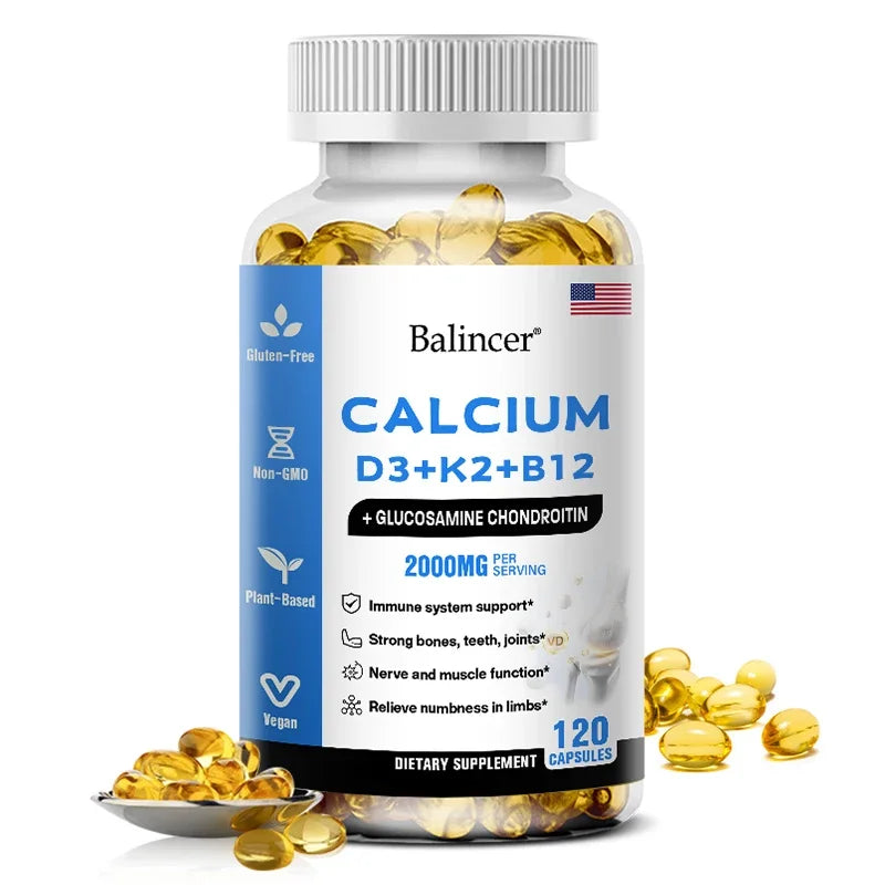 Calcium D3 K2 B12 – Bone & Muscle Support Capsules