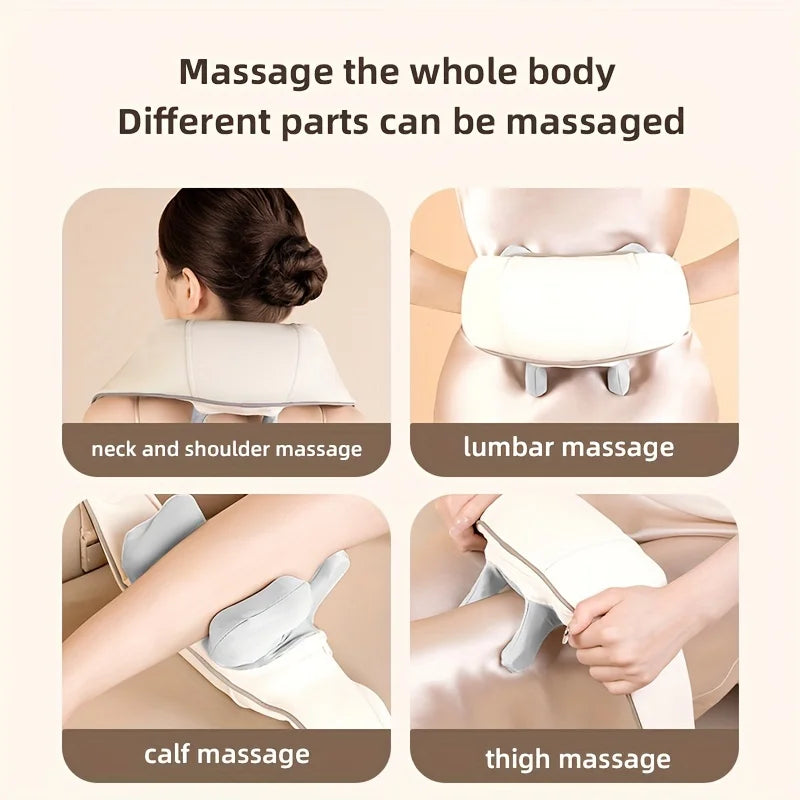 Electric Neck and Shoulder Massager for neck, back, calf, and thigh massage. Ideal for relaxation anywhere.