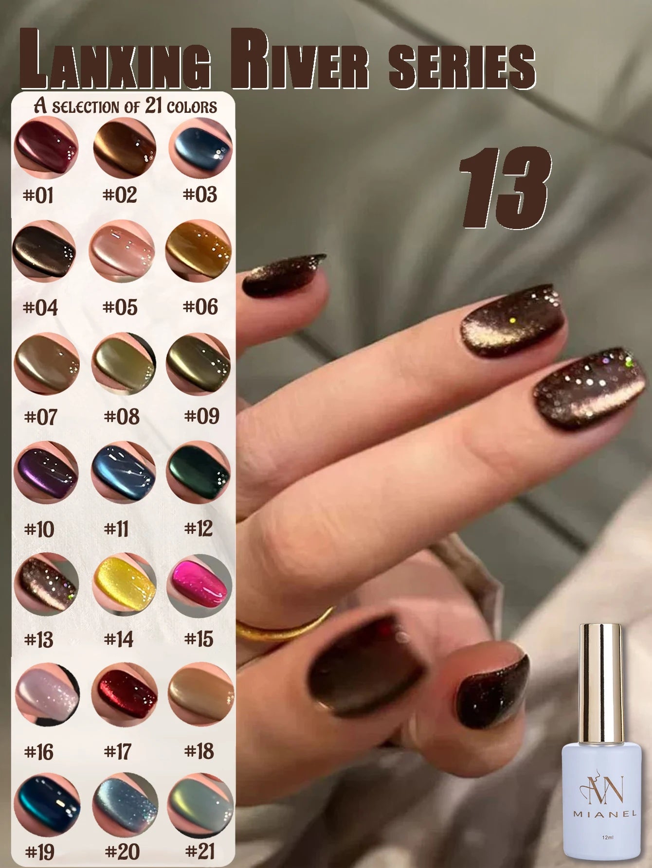 MIANEL 12ml Green Cat Eye Magnetic Gel Polish