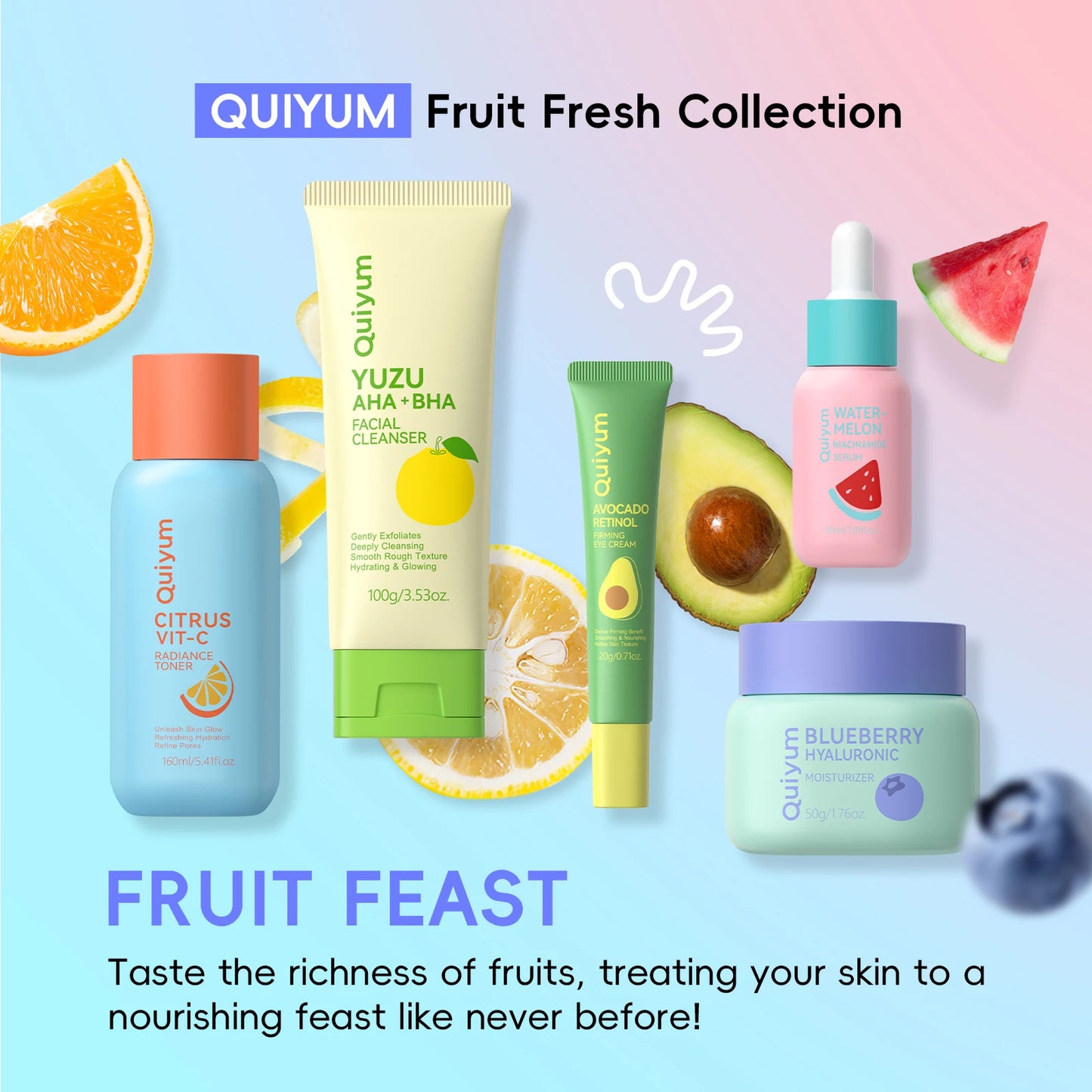 QUIYUM Fruit Fresh Brightening & Hydrating Skincare Set