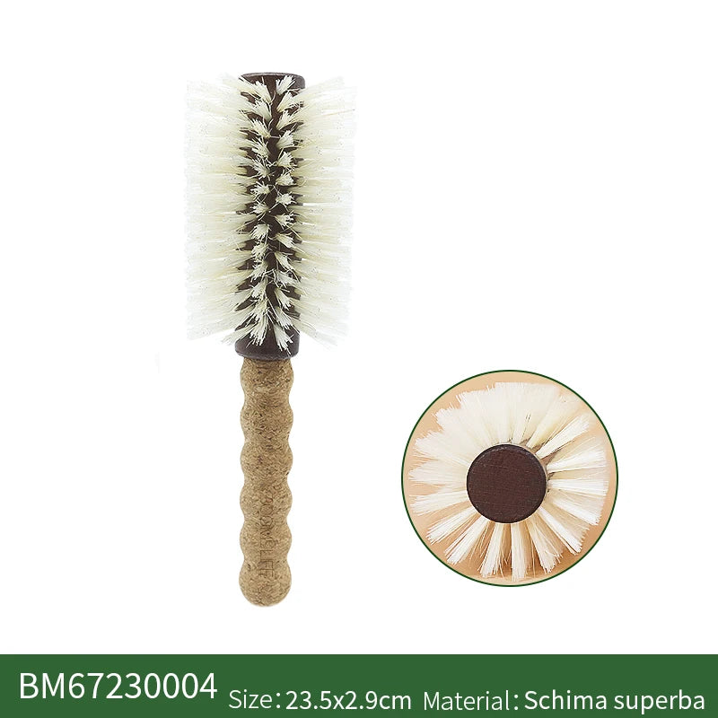 Boar Bristle Round Hair Brush with Cork Handle