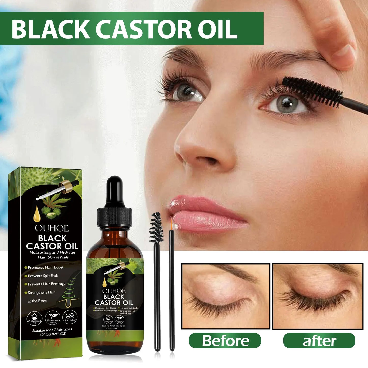 OUHOE Black Castor Oil – 100% Organic