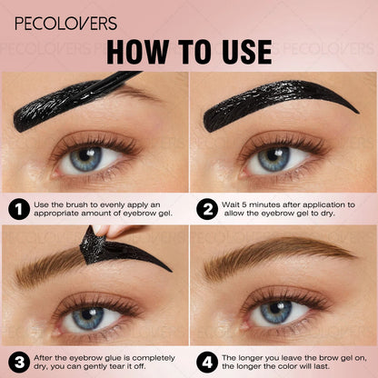 Peel-Off Tattoo Eyebrow Gel Waterproof & Long-Lasting Black Brown