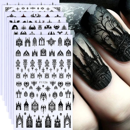 7/8PCS 3D Gothic Black Nail Stickers