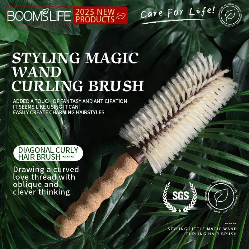 Boar Bristle Round Hair Brush with Cork Handle