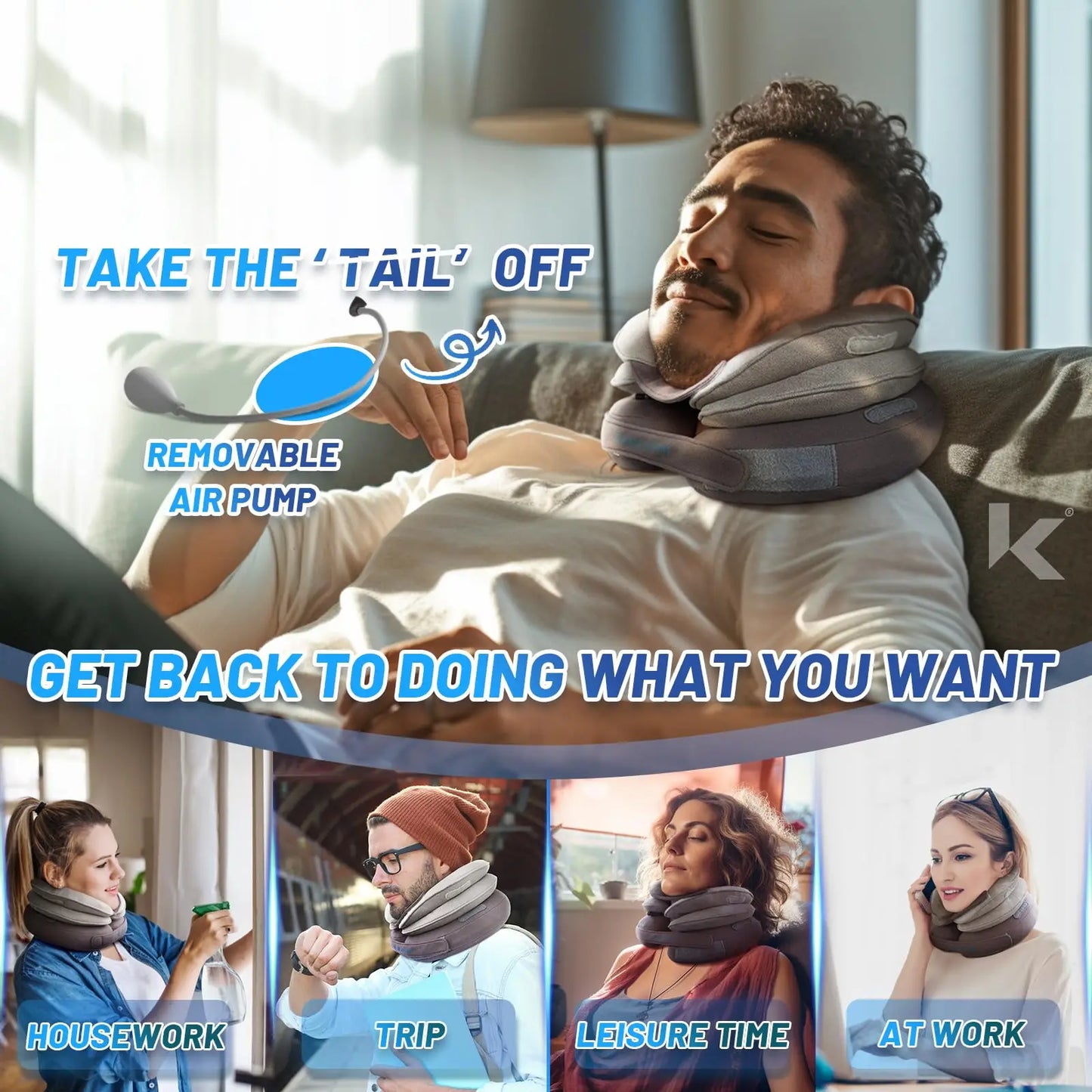 Inflatable Cervical Neck Support Pillow