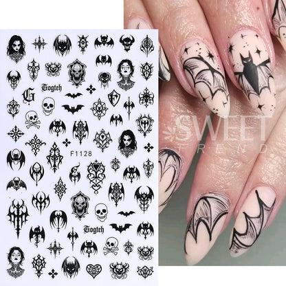 7/8PCS 3D Gothic Black Nail Stickers