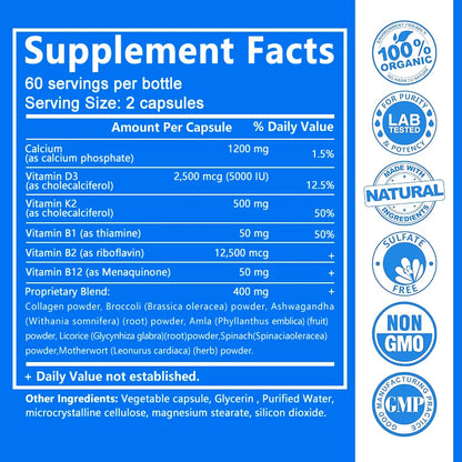 Calcium D3 K2 B12 – Bone & Muscle Support Capsules