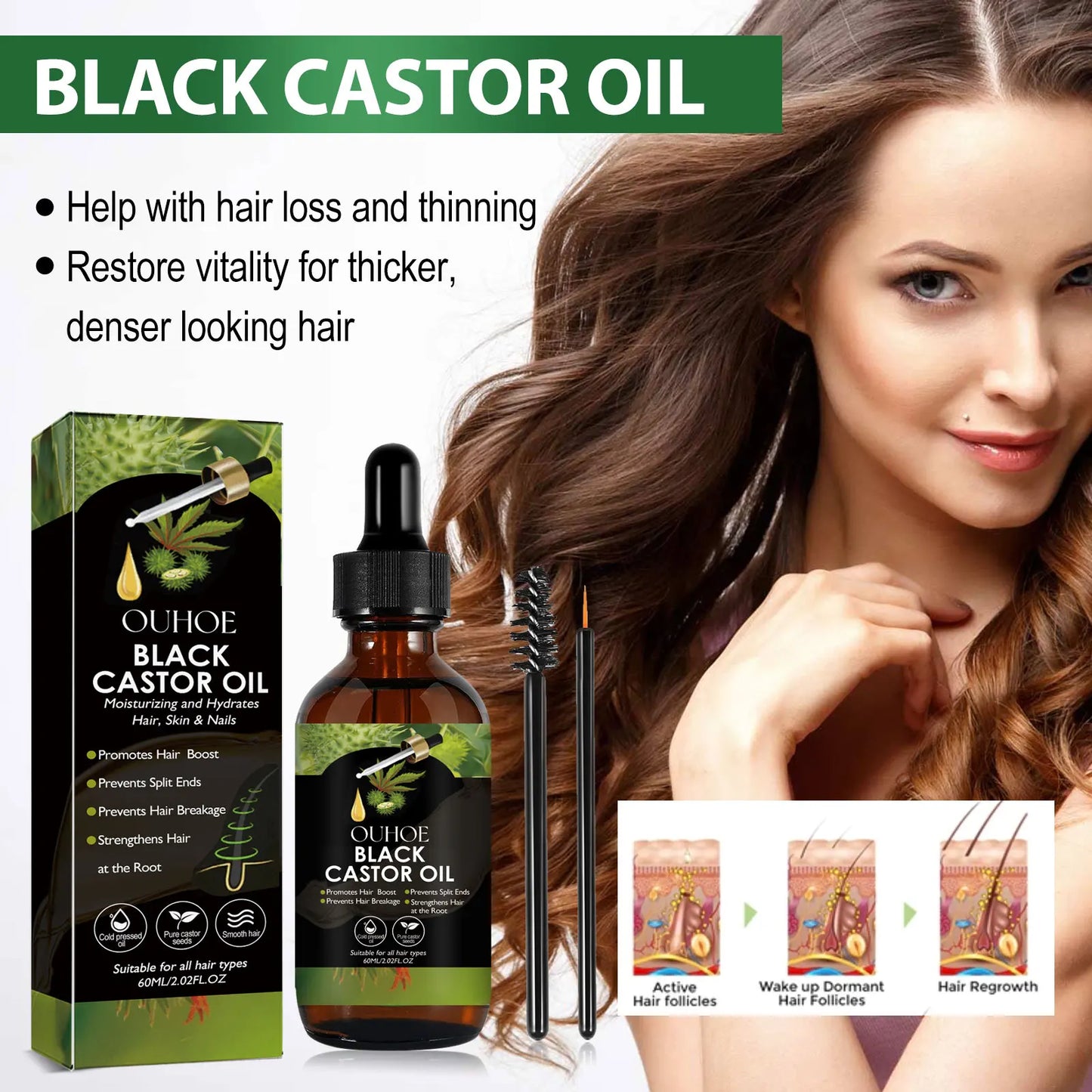 OUHOE Black Castor Oil – 100% Organic