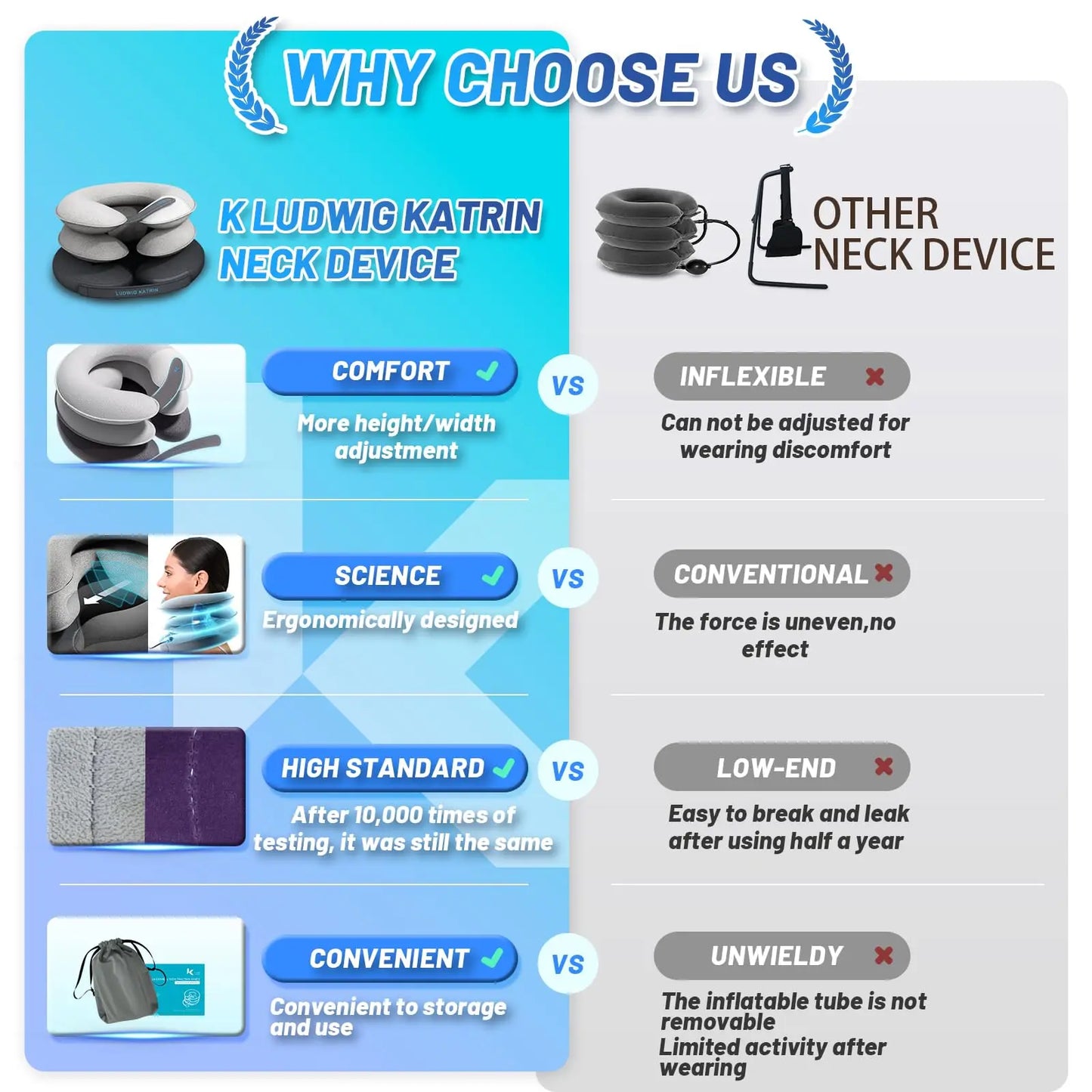 Inflatable Cervical Neck Support Pillow