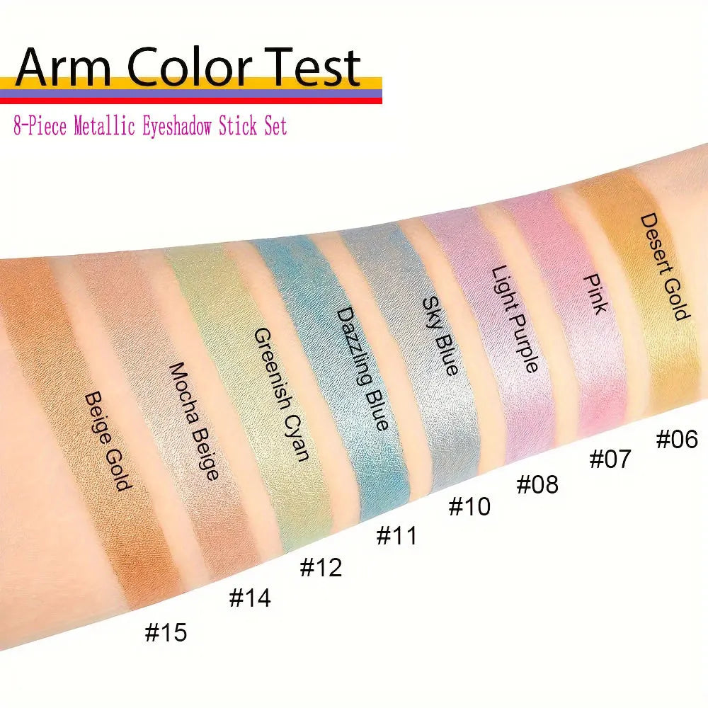 8pcs Metallic Glitter Eyeshadow Stick Set