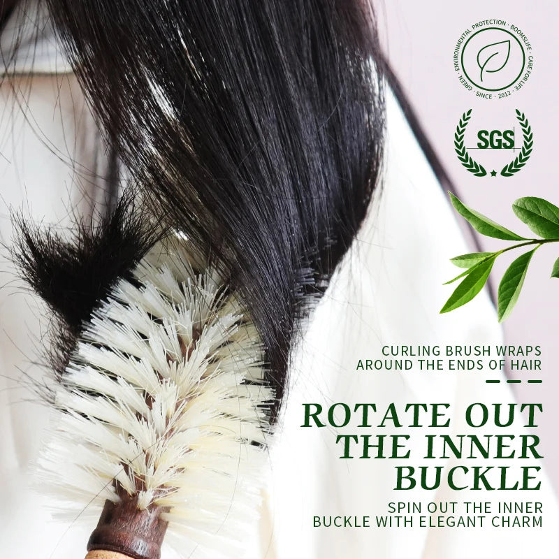 Boar Bristle Round Hair Brush with Cork Handle