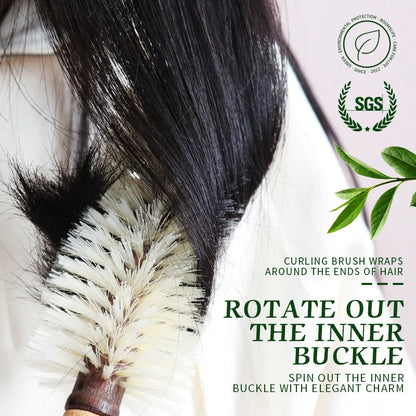 Boar Bristle Round Hair Brush with Cork Handle