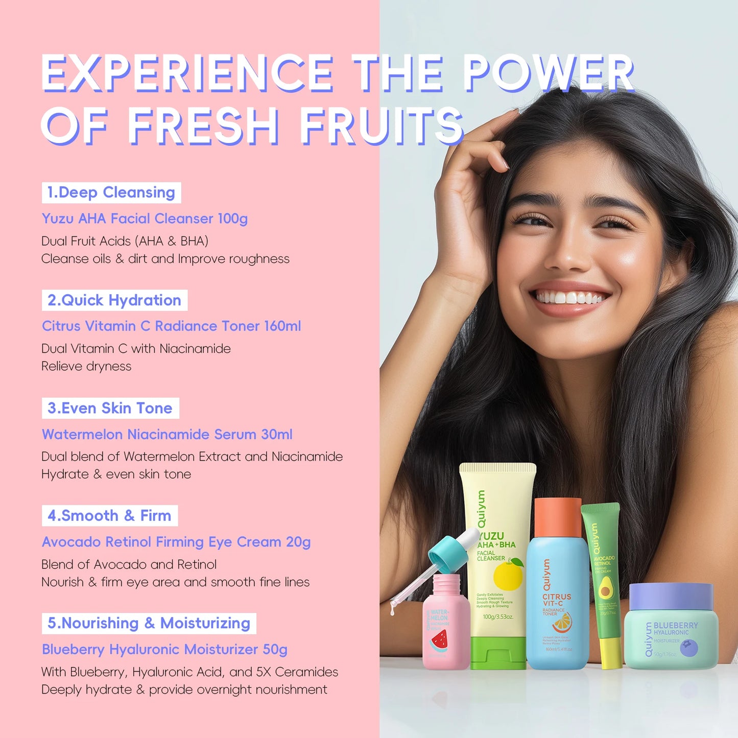 QUIYUM Fruit Fresh Brightening & Hydrating Skincare Set