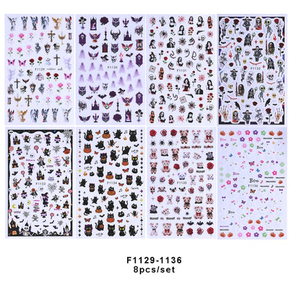 7/8PCS 3D Gothic Black Nail Stickers